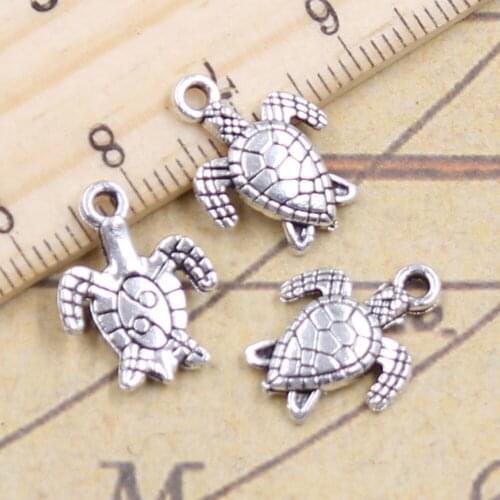 40pcs Charms Turtle Tortoise Sea 16x12mm Tibetan Bronze Silver Color Pendants Making Findings Handmade Antique DIY Jewelry