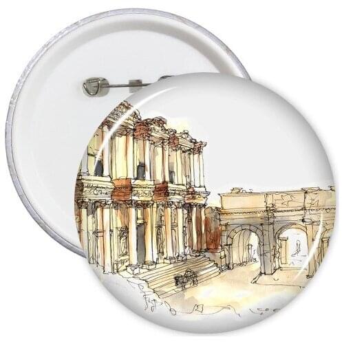 Ephesus in Izmir Turkey Round Pins Badge Button Clothing Decoration Gift 5pcs