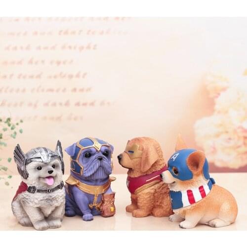 American creative funny dog piggy bank cartoon science fiction movie character model cool dog home accessories resin ornaments