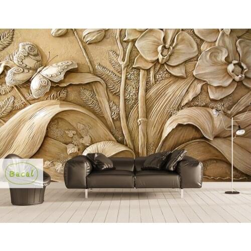 Bacal Interior classic wall paper luxury 5D stereo European Butterfly Flower Wallpaper Mural TV background papel de parede 3d