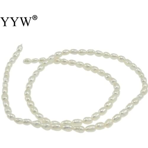 White Grade A 3-4mm Natural Pearl Cultured Rice Freshwater Pearl Beads For Diy Women Elegant Necklace Bracelet Jewelry Making