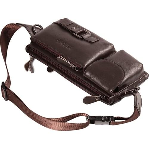 YIANG Brand Genuine Leather Waist Packs Fanny Pack Belt Bag Men‘s Bags Travel Waist Pack Male Small Belt Bum Waist Bag Leather