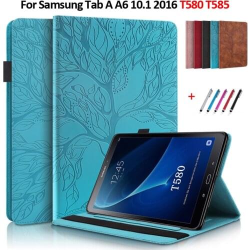 Tablet Cover For Samsung Galaxy Tab A6 Case Emboss Tree Flip Wallet Cover For Samsung Galaxy Tab A 10.1 2016 Case SM T580 T585