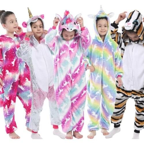 Children Kigurumi Unicorn Pajamas Kids Baby Animal Overalls Jumpsuit Onesie Panda Pajama Sleepwear Girls Cosplay Pyjama Pijamas