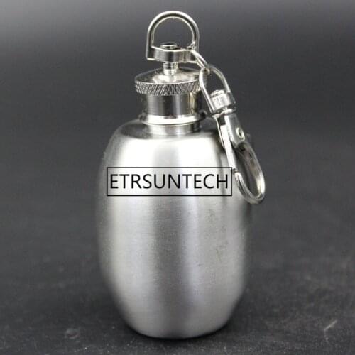 50pcs Portable 2oz Mini Stainless Steel Hip Flask Alcohol Flagon with Keychain Keyring for Outdoor Fishing Drinking Supplies