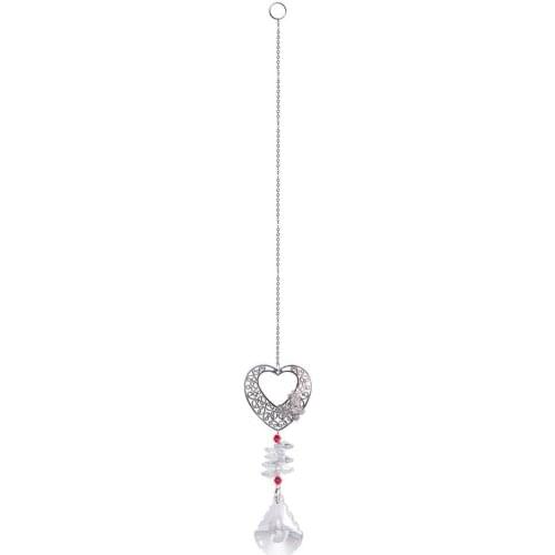 60% Hot Sale Heart Pendants Hollow Handmade Faux Crystal Ball Prism Drop Hanging Butterfly Heart Hanging Pendant for Home