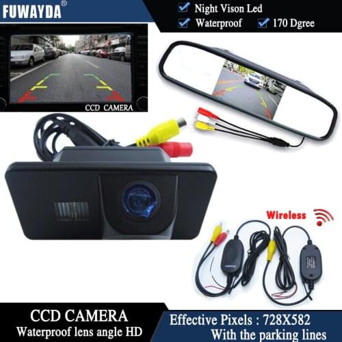 FUWAYDA wireless CCD Car RearView Camera for BMW E81 E87 E90 E91 E92 E60 E61 E62 E63 E64 X5 X6+4.3 Inch rearview Mirror Monitor