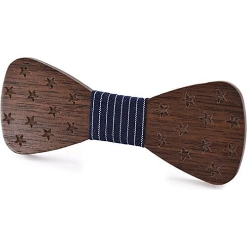 Linbaiway Fashion Wooden Bow Ties Children Handmade Wedding Party Butterfly Tie for Baby Boys Girls Wood Bowties Accessories