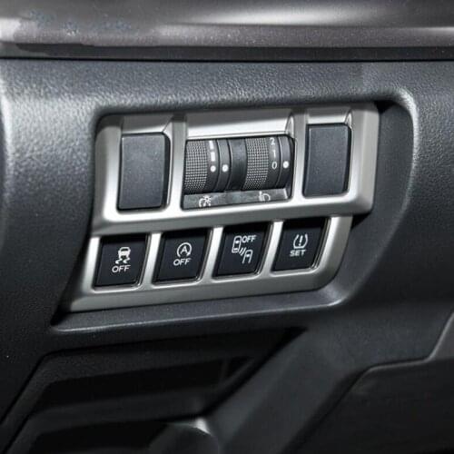 1PC Matte Silver ABS Chrome Car Interior Headlight Adjustment Button Cover Trim Molding For SUBARU XV 2018 Car Styling Accessory