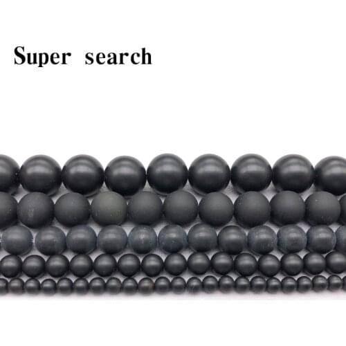 Matt Black Onyx Dull Polish Natural Stone Men Jewelry Findings Spacers Loose Beads Tassels Necklace Earrings Diy Bracelet Matt