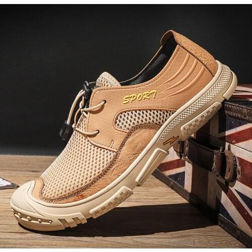 Man casual shoes summer 2021 slip on flats men outdoor sneakers men vulcanize shoes mesh loafers beach water shoes 39-46