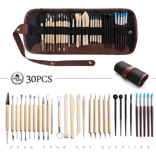 Pottery Tools 30-piece Set Ceramic Sculpture Carving Craft Wooden Handle Modeling Tool Kit Pottery Tools Clay Cutter