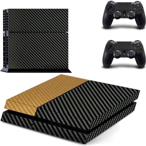 Carbon fiber Decal PS4 Skin Sticker For Playstation 4 Console protection film +2Pcs Controllers cover