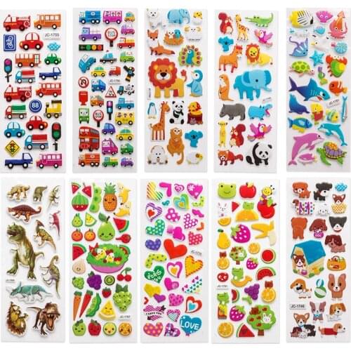 Sticker Cartoon Education Classic Toy 3D Stickers for Kids Toddlers 20/8 Sheets 3D Different Puffy Bulk Children Boys Girl Gifts
