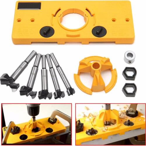 35MM Cup Style Hinge Jig Boring Hole Drill Guide and Forstner Bit Wood Cutter Carpenter Woodworking DIY Tools