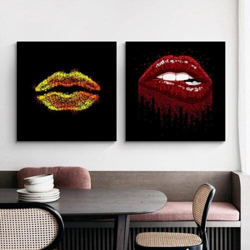 Wall Art Posters and Prints Beauty Sexy Women Red Lips Canvas Painting On The Wall Picture for Living Room Home Design Decor