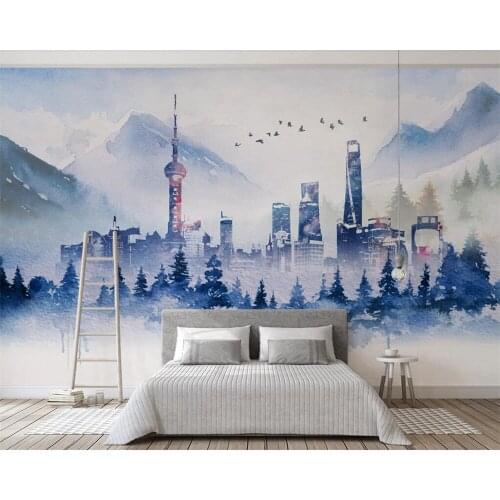 Beibehang Custom wallpaper home decor mural abstract ink architecture art living room TV background walls mural 3d wallpaper