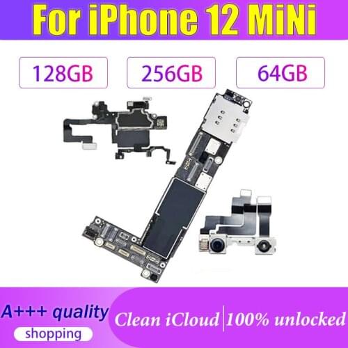 Original Logic Board For iPhone 12 Mini Motherboard 100% Unlocked With Face ID Logic Main Board With Full Chips