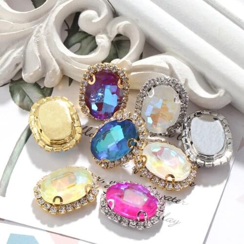 Oval Mocha Fluorescent Crystal Buckle Claw Chain Rhinestone Sew On Rhinestone Clothing Accessories DIY Design Peripheral