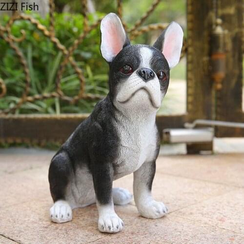 Pastoral Simulation Dog Sculpture Ornaments Bulldog Garden Courtyard Crafts Resin Animal Art Model Figurines Outdoor Decoration