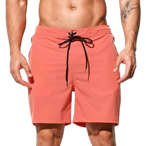 Swimming Trunks Men Loose Swimwear Solid Beachwear Quick Dry Swimsuits with Tether Summer Bathing Shorts Casual Surfing Pants