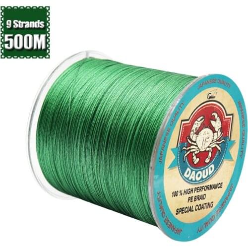 DAOUD 500M Braided Fishing Line 9 Strands PE Wire Multifilament Fishing Line Braided Wire 22LB to 200LB
