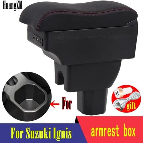 For Suzuki Ignis armrest box USB Charging heighten Double layer central Store content cup holder ashtray accessories 2016-2018
