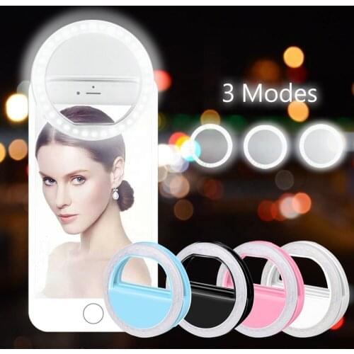Portable USB Charging Mobile Phone Selfie Ring Light Lens Beauty Fill Light Lamp Clip For Photo Camera Cell Phone Smartphone
