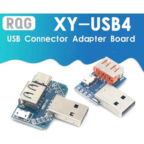 USB Head Switchboard Male USB Connector to Type-c Micro USB Female USB 2.54-4P transfer test board USB adapter plate XY-USB4