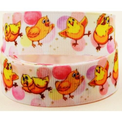 22mm 25mm 38mm 75mm chicken cartoon printed Grosgrain Ribbon party decoration 10 Yards X-04366