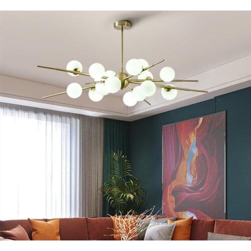 Nordic Luxury Livingroom Glass Ball Led Pendant Lamp Creative Diningroom Bedroom Decoration Hanging Lights Luminaire