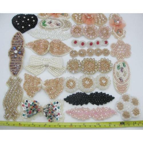 Mixed 42pcs appliques randomly beaded applique for garment DIY jewelry accessories