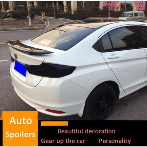 For Honda City Spoiler 2009-2014 City ABS Material Car Rear Wing Primer Color Trunk Rear Spoiler Sport 2010 2011 2012