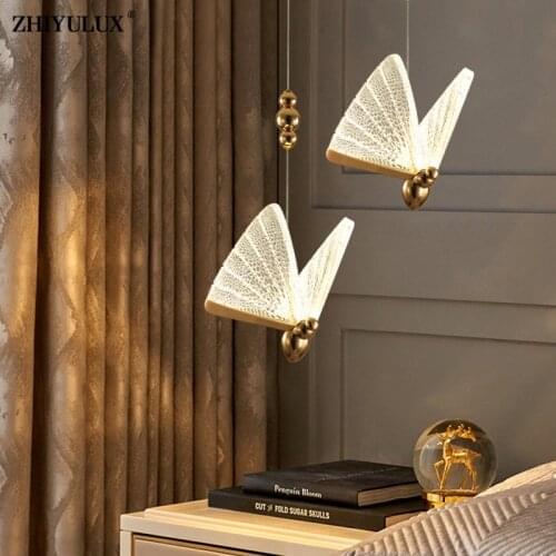 Butterfly Led Pendant Lights Indoor Lighting Nordic Bedside Staircase Home Modern Bedroom Restaurant Hallway Art Hanging Lamp
