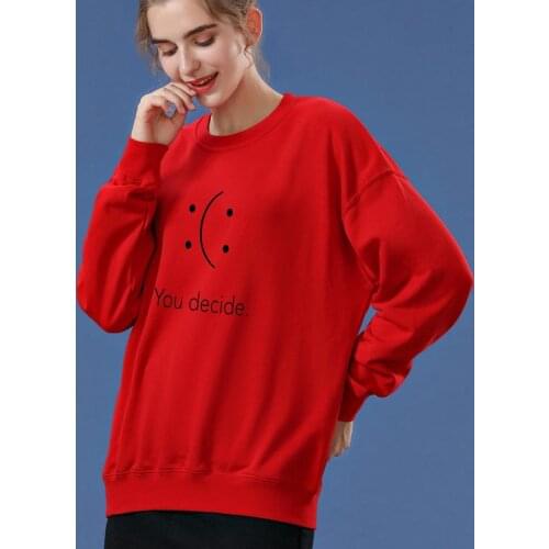 Korean Style Simple Letter Graphic Sweatshirt Cotton Oversized Harajuku Hoodie Unisex Clothing Vintage Long Sleeve Streetwear