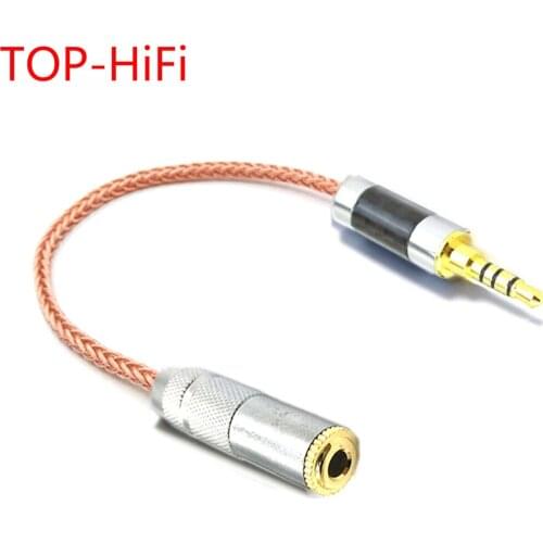 TOP-HiFi Single Crystal Copper 3.5mm TRRS Balanced Male to 3.5mm Stereo Female Audio Adapter Cable 3.5mm to 3.5mm Balanced