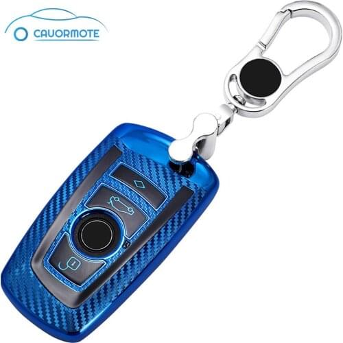 Carbon Fiber TPU Car Key Shell For BMW F10 F20 F01 F80 F12 F13 F25 4 Buttons Remote Car Keys Keychain Ductility Key Cover