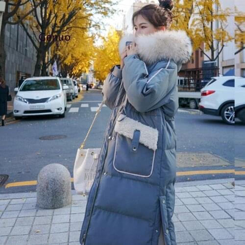 Big Pocket with Hooded Long Cotton Down Padded Adjustable Waist Clothes Women Korean Style Winter Warm Fashion Parka Coat