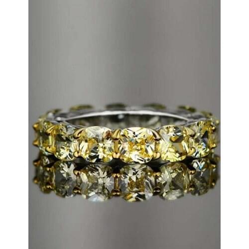 100% 925 Sterling Silver Sparkling 1 Row Full 5*5mm High Carbon Diamond Finger Rings For Women Wedding Party Fine Jewelry