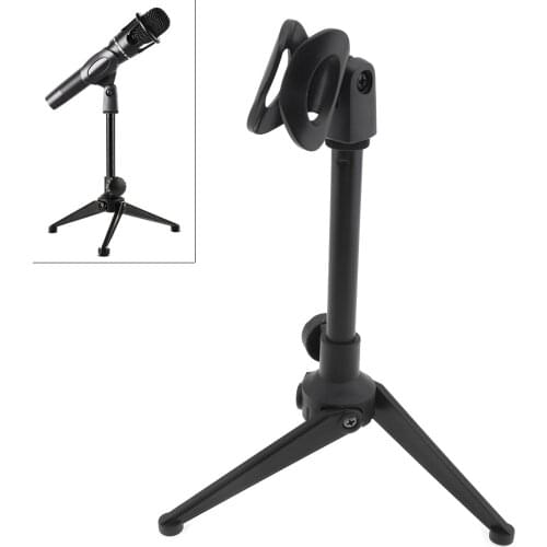 1 Pc Portable Plastic Black Microphone Three-Legged Lifting Stand Microphone Holder Stand with 180 °Rotation Angle for Mic