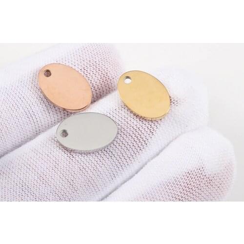 10pcs/Lot Stainless Steel Mirror Polish Oval Blank Bar Small Charms for DIY Jewelry Findings Handmade Supplies 8.8*12.8mm