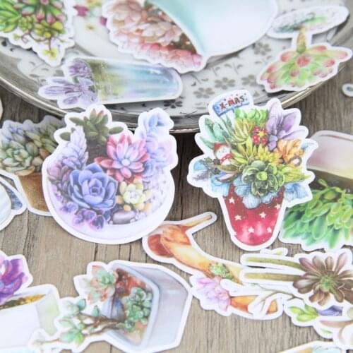 25pcs Colorful Succulent Plant Scrapbooking Stickers Beautiful Plants Decorative Sticker Set DIY Craft Diary Deco