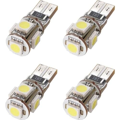4 xCanBus T-10 194 168 5050 W5W parking light LED 5 SMD 12V DC xe-non car rear light number plate white