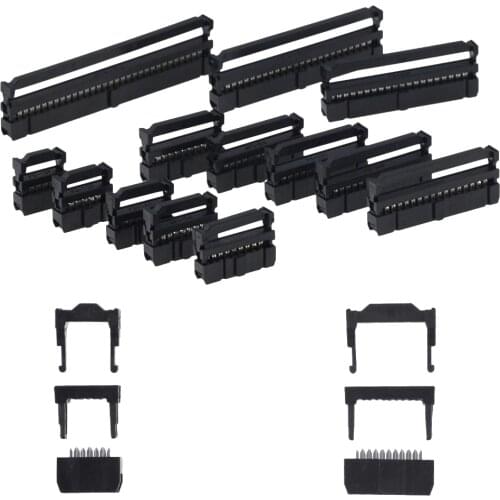 5PCS FC-6-64Pin 8P 10P 12P 14P IDC Socket Pin Dual Row Pitch 2.54mm IDC Connector Cable Socket Plug Ribbon Cable Connector