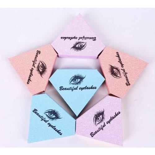 50pcs False Eyelashes Packaging Box custom logo Fake 3D Mink Lashes boxes Faux Cils glitter diamond style empty case container