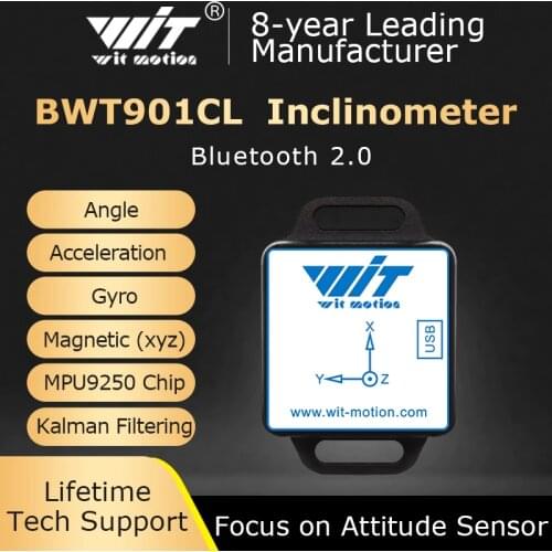 Bluetooth Accelerometer BWT901CL 200Hz MPU9250 AHRS 9-Axis Gyroscope+Angle(XY 0.05° Accuracy)+Magnetometer with Kalman Filter