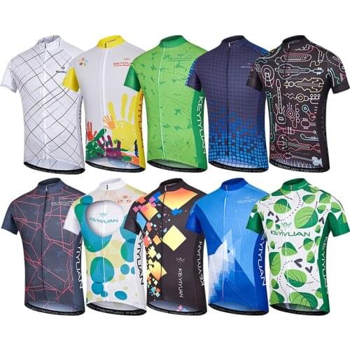 White CyclingJersey Top KEYIYUAN 2021 NEW MTB Mens Bicycle Clothing Short Top Spring Summer Breathable Ropa Bicicleta