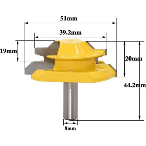 Free shipping 1PC Small Lock Miter Router Bit Anti-kickback 45 Degree 8mm Stock Shank Tenon Cutter for Woodworking