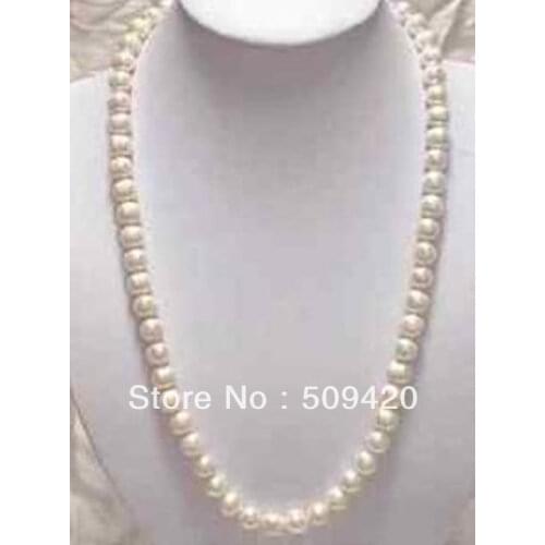 Free Shipping>>>Beautiful!7-8mm White Akoya Cultured Pearl Necklace 25"