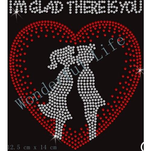 Free shipping Heart Valentines Diamante Motif Rhinestone Transfer